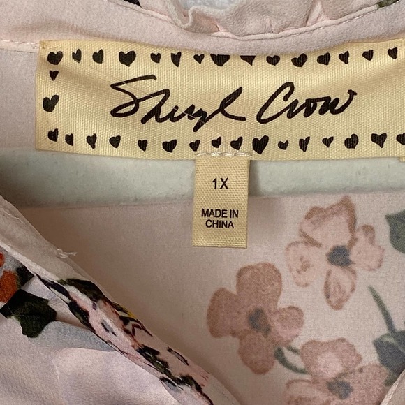 Sheryl Crow Bohemian Pink Semi-Sheer Floral Long Sleeve Blouse 1X - Picture 3 of 7